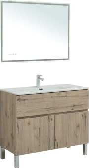 Мебель для ванной Aquanet Алвита new 100 напольная, дуб веллингтон белый, с дверками и ящиком
