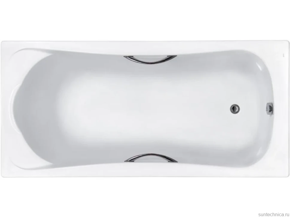 Акриловая ванна Roca BeCool 170x80 см, встраиваемая, белая, с каркасом, с ручками, со сливом-переливом