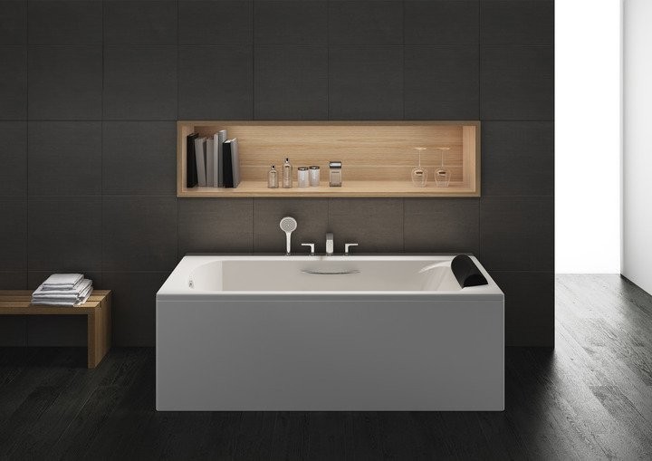 Акриловая ванна Roca BeCool 170x80 см, встраиваемая, белая, с каркасом, с ручками, со сливом-переливом