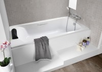 Акриловая ванна Roca BeCool 170x80 см, встраиваемая, белая, с каркасом, с ручками, со сливом-переливом