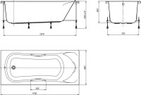 Акриловая ванна Roca BeCool 170x80 см, встраиваемая, белая, с каркасом, с ручками, со сливом-переливом