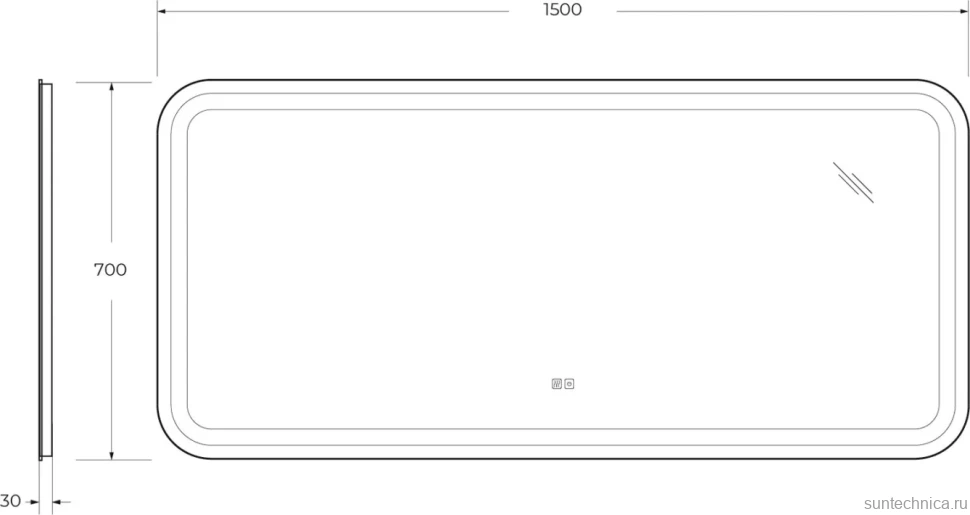 Зеркало Cezares Stylus 150х70, с подсветкой, с антизапотевателем