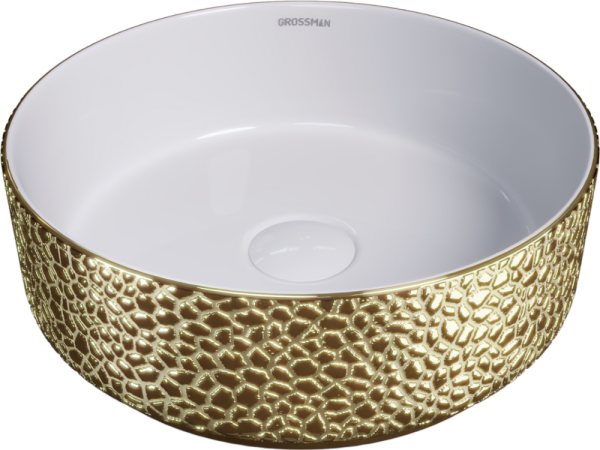 Накладная раковина Grossman Color GR-5010 золото, белая