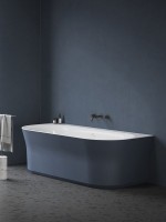 Акриловая ванна Ravak Ypsilon Wall XC00100070 180x80 см, пристенная, синяя, овальная, на ножках, фурнитура белая