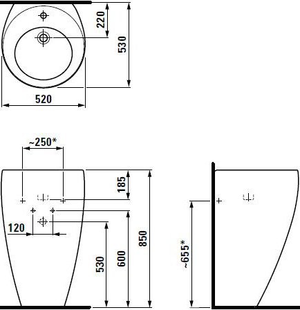 Раковина подвесная Laufen Alessi one 8.1197.1.400.104.1 53 белая, круглая
