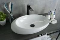 Накладная раковина GID Creativo N9050 59 глянцевая белая, овальная, фаянс