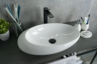 Накладная раковина GID Creativo N9050 59 глянцевая белая, овальная, фаянс