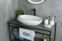 Накладная раковина GID Creativo N9050 59 глянцевая белая, овальная, фаянс