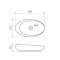 Накладная раковина GID Creativo N9050 59 глянцевая белая, овальная, фаянс