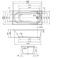 Акриловая ванна AM.PM X-Joy W88A 150x70 см, пристенная, белая, с каркасом