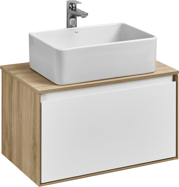 Тумба с раковиной AQUATON Либерти 70 со столешницей дуб эльвезия, раковина Mila 35