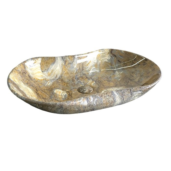 Накладная раковина GID Lago Mnc503 67 под глянцевый камень, овальная, фаянс