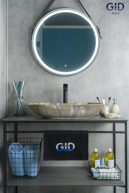 Накладная раковина GID Lago Mnc503 67 под глянцевый камень, овальная, фаянс