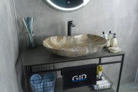 Накладная раковина GID Lago Mnc503 67 под глянцевый камень, овальная, фаянс