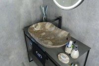 Накладная раковина GID Lago Mnc503 67 под глянцевый камень, овальная, фаянс