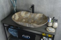 Накладная раковина GID Lago Mnc503 67 под глянцевый камень, овальная, фаянс