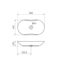 Накладная раковина GID Lago Mnc503 67 под глянцевый камень, овальная, фаянс