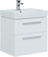 Тумба с раковиной Aquanet Nova 60 2 ящика, белый глянец