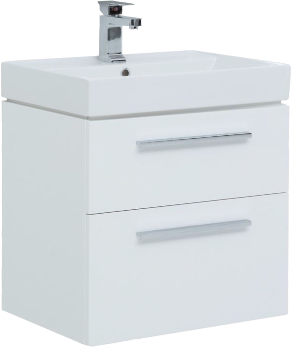 Тумба с раковиной Aquanet Nova 60 2 ящика, белый глянец