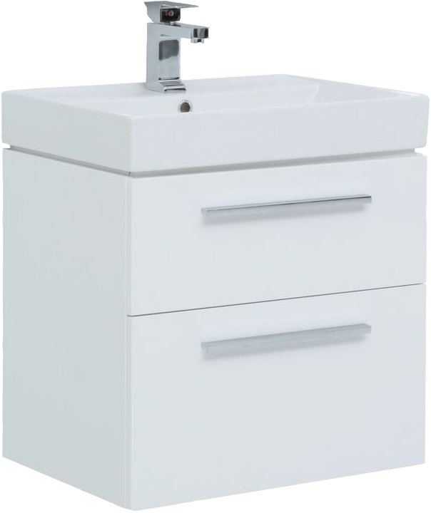 Тумба с раковиной Aquanet Nova 60 2 ящика, белый глянец