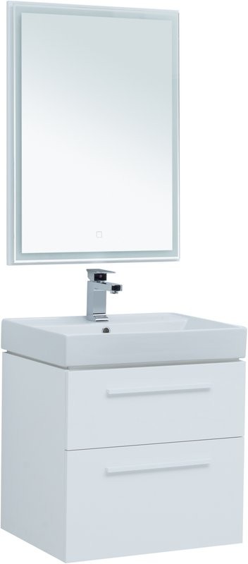 Тумба с раковиной Aquanet Nova 60 2 ящика, белый глянец