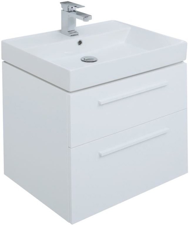 Тумба с раковиной Aquanet Nova 60 2 ящика, белый глянец