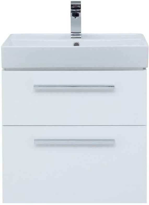 Тумба с раковиной Aquanet Nova 60 2 ящика, белый глянец