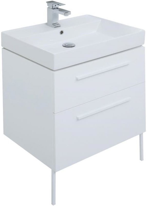 Тумба с раковиной Aquanet Nova 60 2 ящика, белый глянец