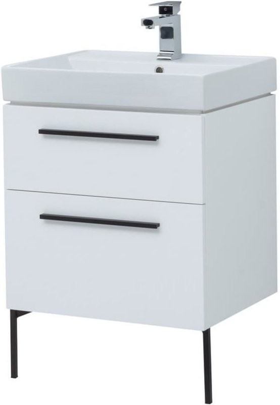 Тумба с раковиной Aquanet Nova 60 2 ящика, белый глянец