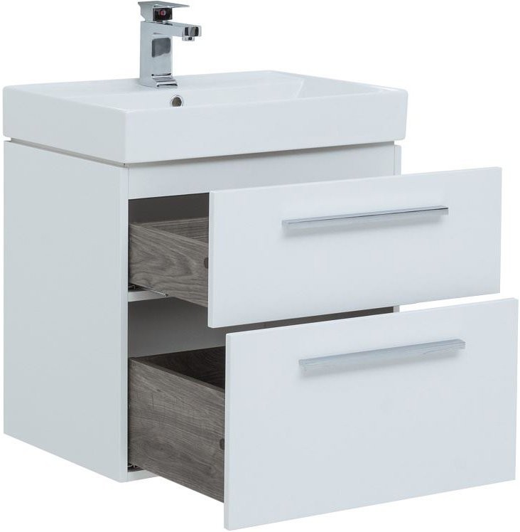 Тумба с раковиной Aquanet Nova 60 2 ящика, белый глянец