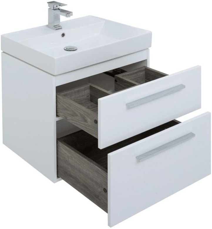 Тумба с раковиной Aquanet Nova 60 2 ящика, белый глянец
