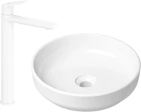 Комплект Накладная раковина Lavinia Boho Bathroom Sink Slim 33311005 + Смеситель Wellsee ICON! for life 182310000 матовый белый