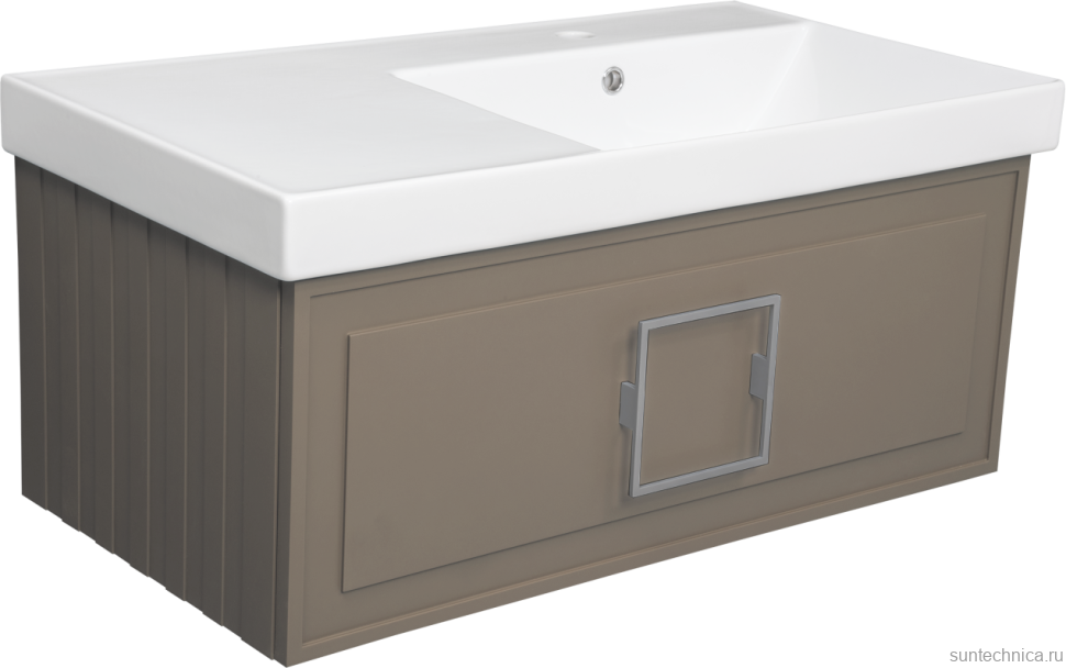 Тумба с раковиной La Fenice Cubo 90 R подвесная, cappuccino, ручка хром, раковина Cubo 90 R