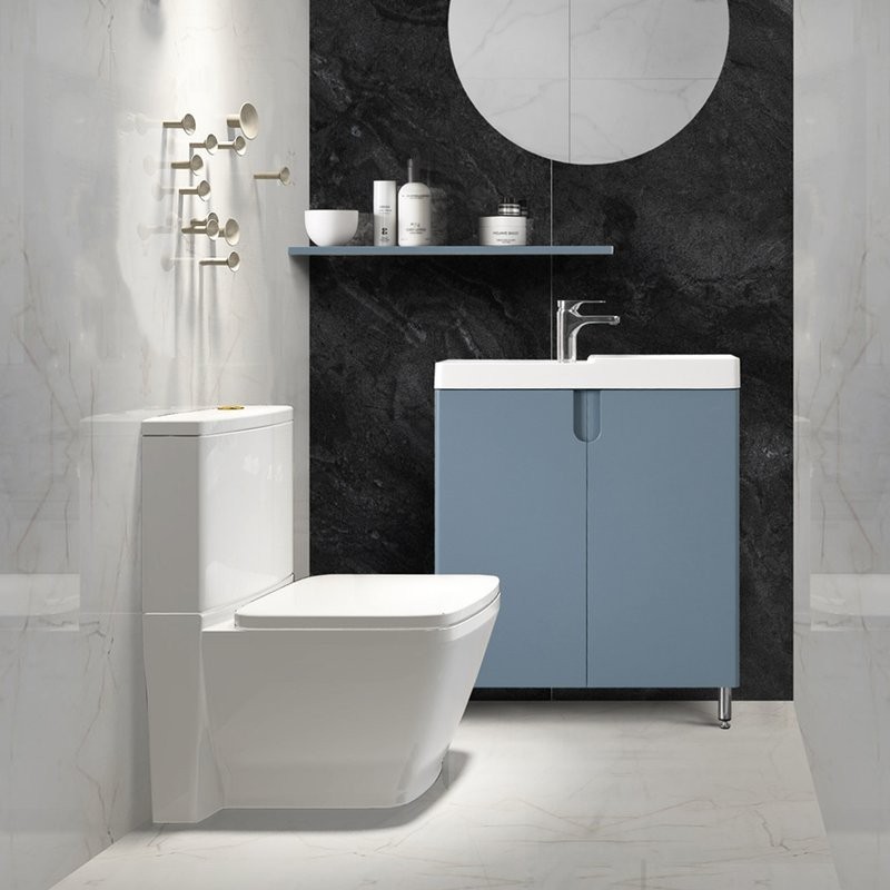 Мебельная раковина Belux Даллас 80 R накладная, глянцевая белая, прямоугольная, искусственный мрамор