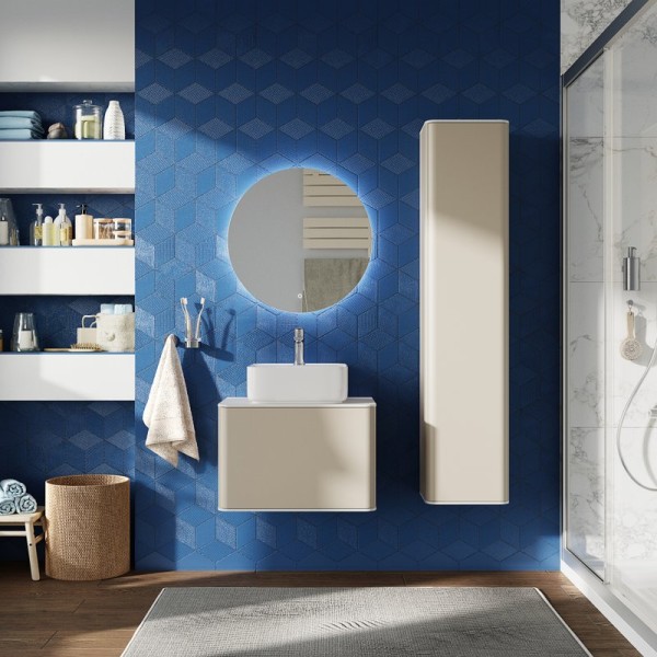 Мебель для ванной комнаты STWORKI Ноттвиль 60 бежевый шелк, без отверстия под смеситель, подвесная (комплект, гарнитур)