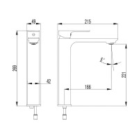 Смеситель для раковины высокий матовый черный, AQUAme Monza AQM6314MB