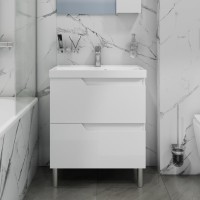 Тумба под раковину без столешницы СаНта Антарес 70 2 ящика, белый глянец