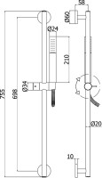 Душевой комплект Термостат Paffoni Light LIQ022NO для ванны + Гарнитур Life ZSAL135NO