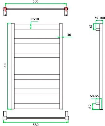Полотенцесушитель водяной Grota Brezza 53x90