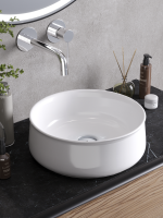 Накладная раковина Cezares 36 глянцевая белая, круглая, фаянс