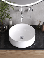 Накладная раковина Cezares 36 глянцевая белая, круглая, фаянс