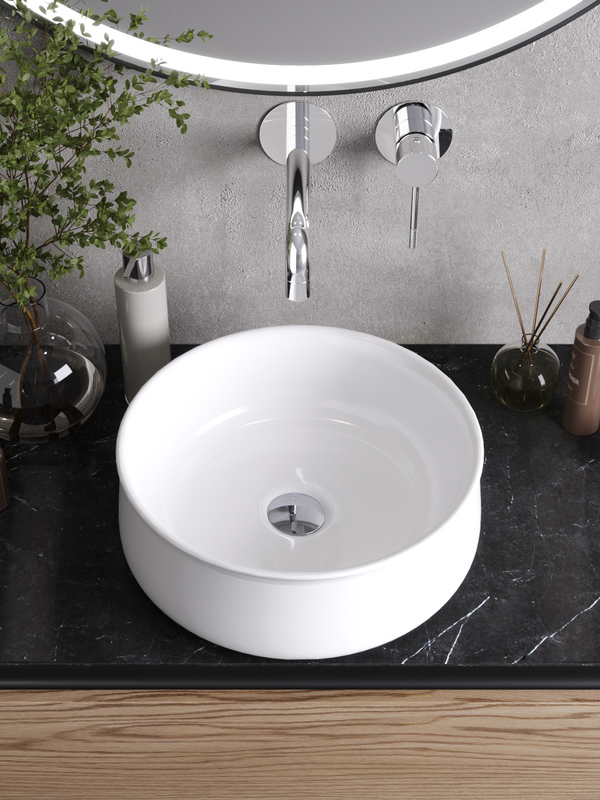 Накладная раковина Cezares 36 глянцевая белая, круглая, фаянс