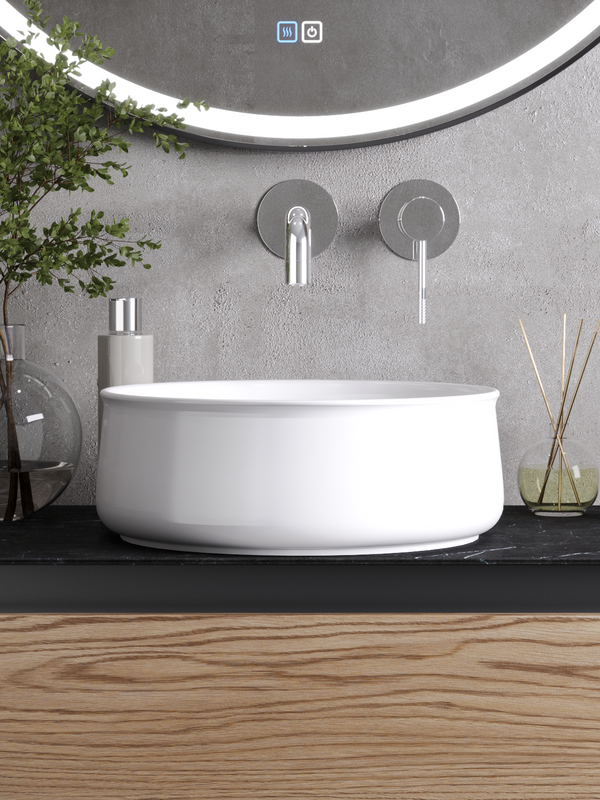 Накладная раковина Cezares 36 глянцевая белая, круглая, фаянс