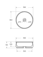 Накладная раковина Cezares 36 глянцевая белая, круглая, фаянс