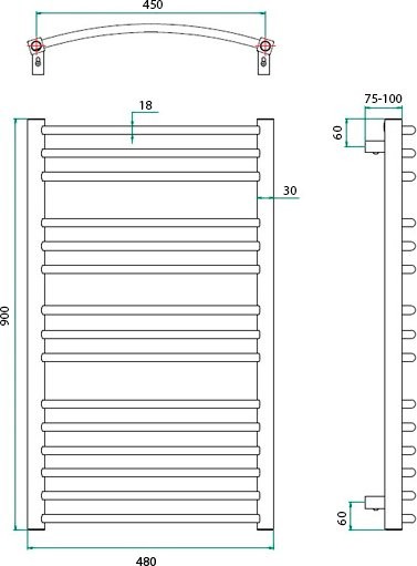 Полотенцесушитель электрический Grota Calma 48х90