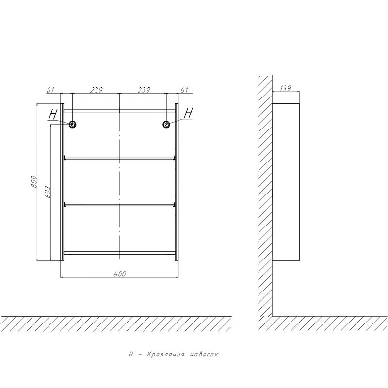 Зеркало-шкаф Velvex Klaufs 60