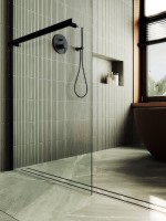 Душевая перегородка Maybahglass MGD-708-6ш 109 см, профиль черный, стекло прозрачное