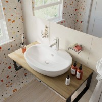 Накладная раковина DIWO Самара 62 белая, овальная, фаянс, с 1 отверстием под смеситель