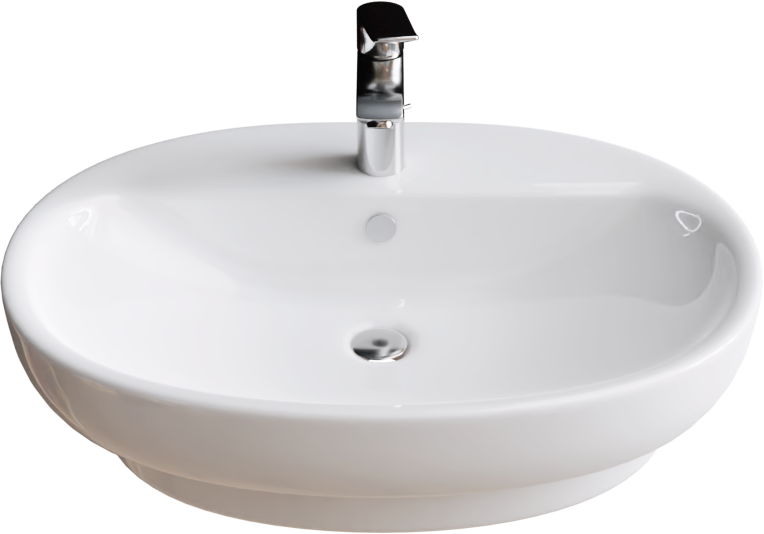 Накладная раковина DIWO Самара 62 белая, овальная, фаянс, с 1 отверстием под смеситель