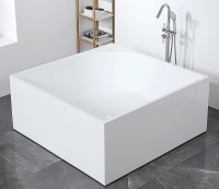 Акриловая ванна Abber AB9337 140x140 см, отдельностоящая, белая, с каркасом, для двоих, со сливом-переливом